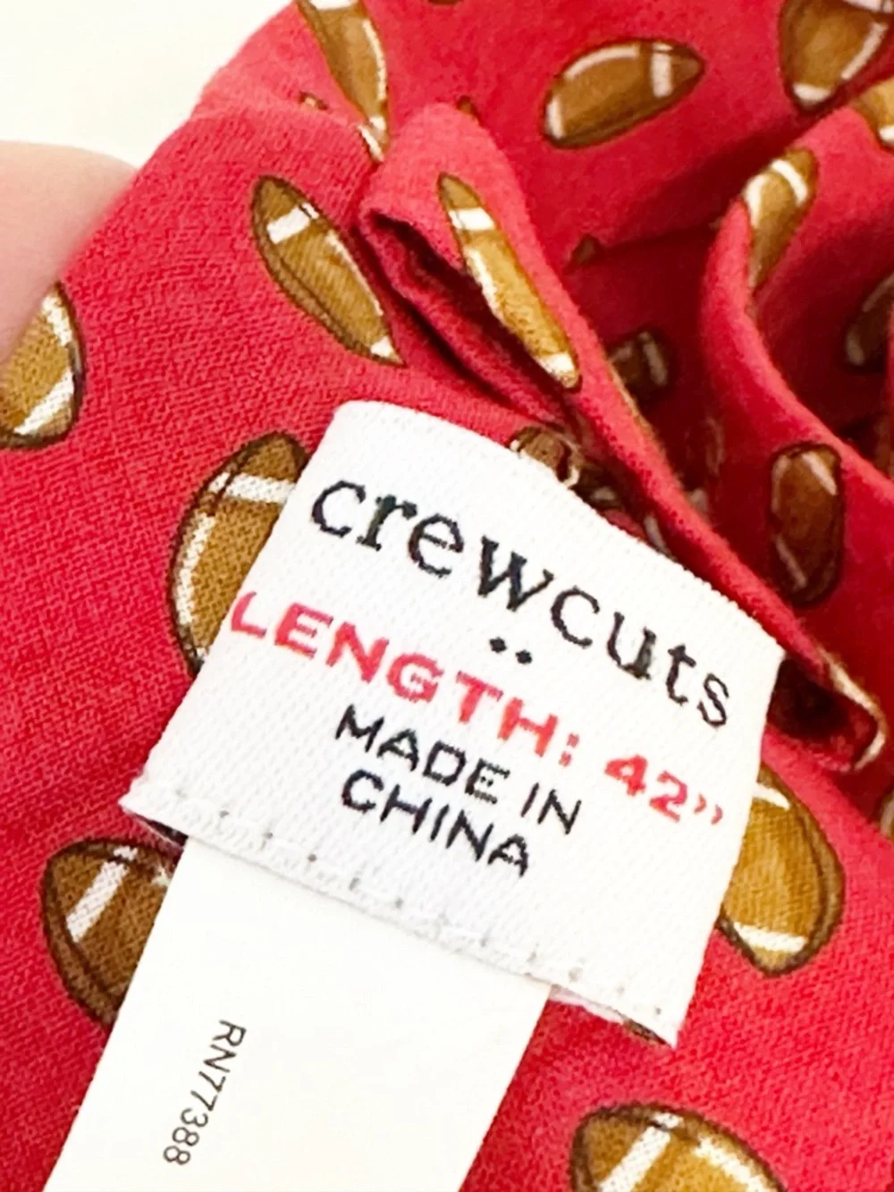 Crewcuts by J. Crew Boys Red Football Print Cotton Necktie - 42